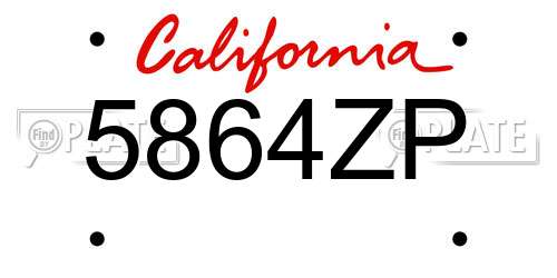 5864ZP California License Plate