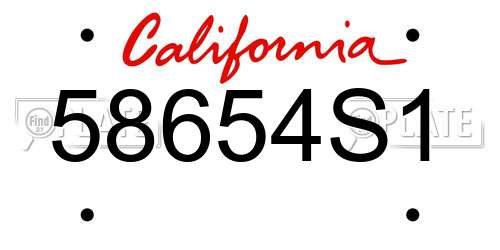 58654S1 California License Plate