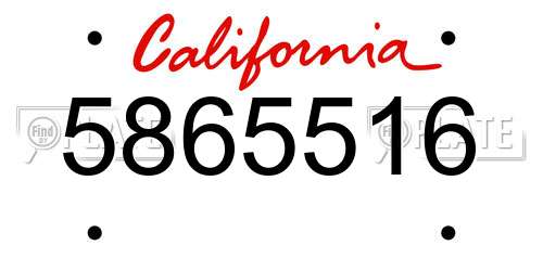 5865516 California License Plate