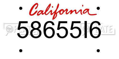 58655I6 California License Plate