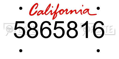 5865816 California License Plate