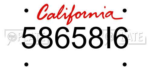 58658I6 California License Plate
