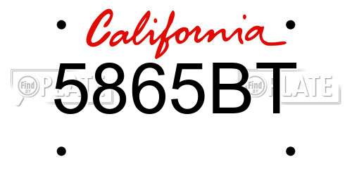 5865BT California License Plate