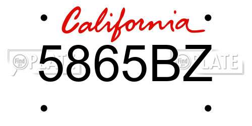 5865BZ California License Plate