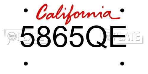 5865QE California License Plate