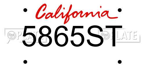 5865ST California License Plate