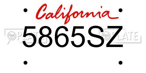 5865SZ California License Plate