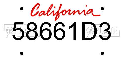 58661D3 California License Plate