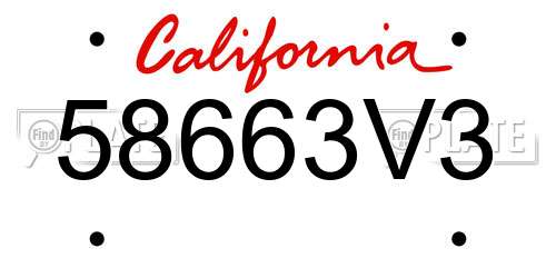 58663V3 California License Plate