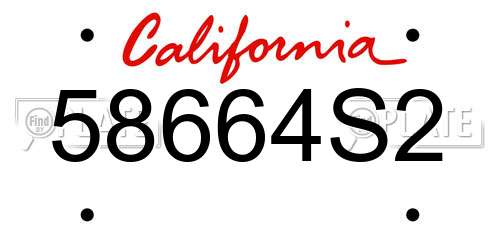 58664S2 California License Plate