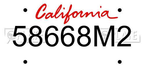 58668M2 California License Plate