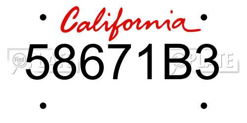 58671B3 California License Plate