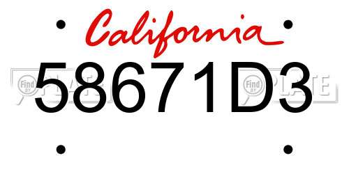 58671D3 California License Plate