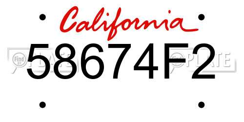 58674F2 California License Plate