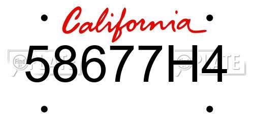 58677H4 California License Plate