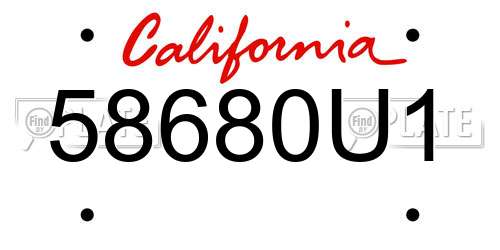 58680U1 California License Plate
