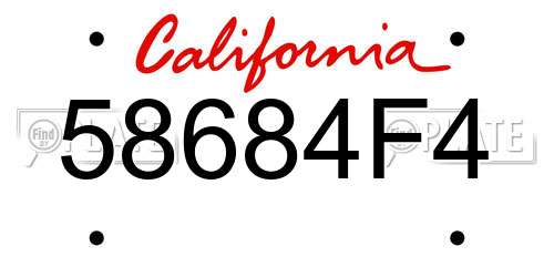 58684F4 California License Plate