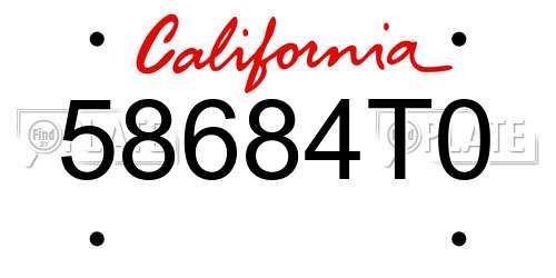 58684T0 California License Plate