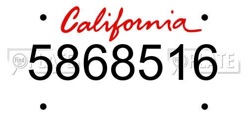 5868516 California License Plate