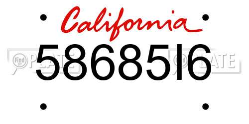 58685I6 California License Plate