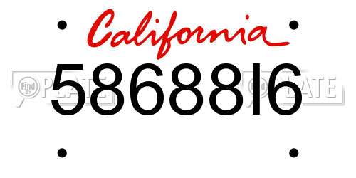 58688I6 California License Plate