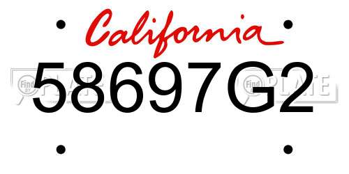 58697G2 California License Plate