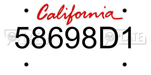 58698D1 California License Plate