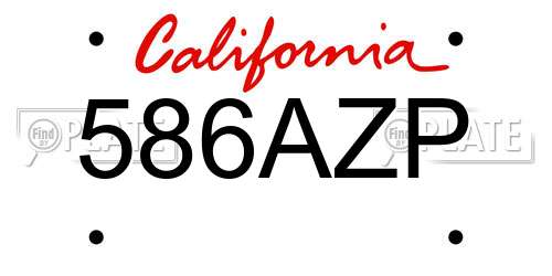 586AZP California License Plate