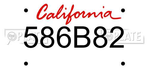 586B82 California License Plate