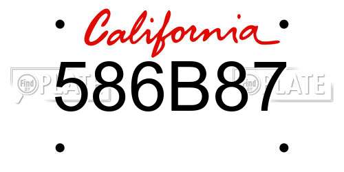 586B87 California License Plate
