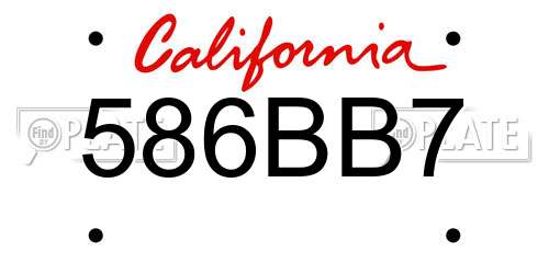 586BB7 California License Plate