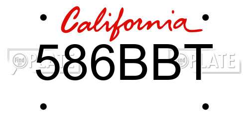 586BBT California License Plate