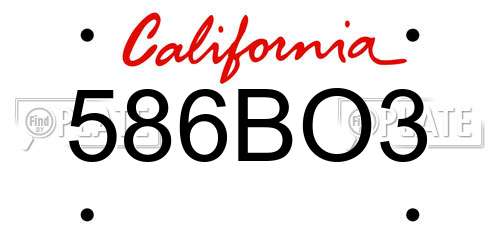 586BO3 California License Plate