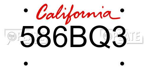 586BQ3 California License Plate