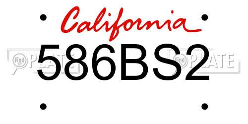 586BS2 California License Plate