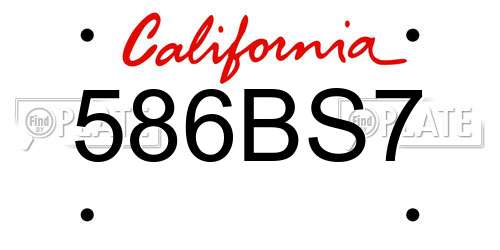 586BS7 California License Plate