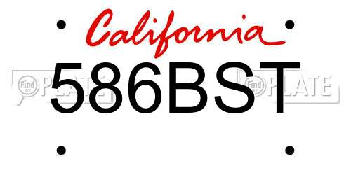 586BST California License Plate