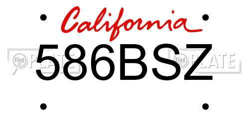 586BSZ California License Plate