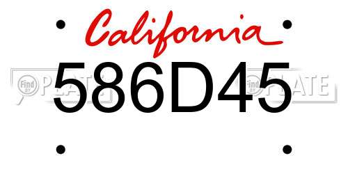 586D45 California License Plate
