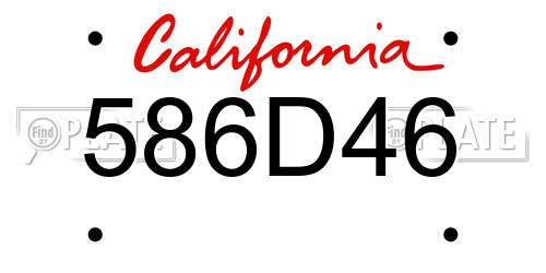 586D46 California License Plate