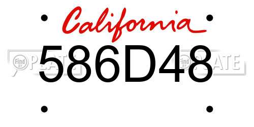 586D48 California License Plate
