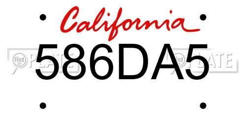 586DA5 California License Plate