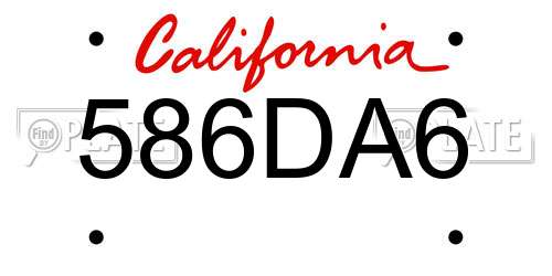 586DA6 California License Plate