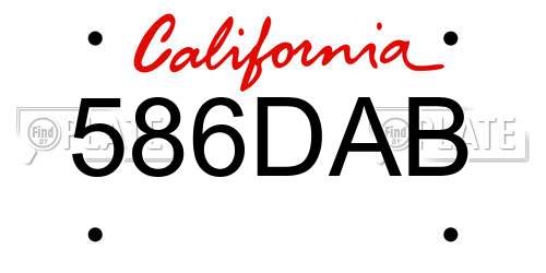 586DAB California License Plate