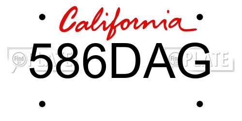 586DAG California License Plate
