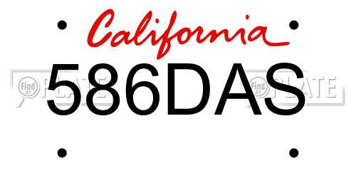 586DAS California License Plate