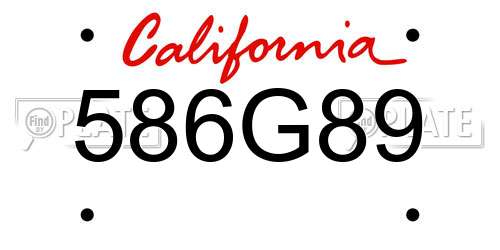 586G89 California License Plate
