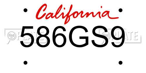 586GS9 California License Plate