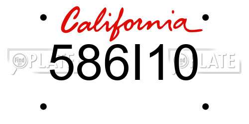 586I10 California License Plate