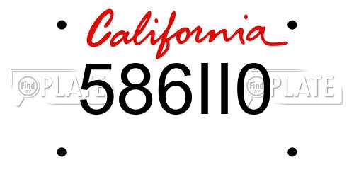 586II0 California License Plate